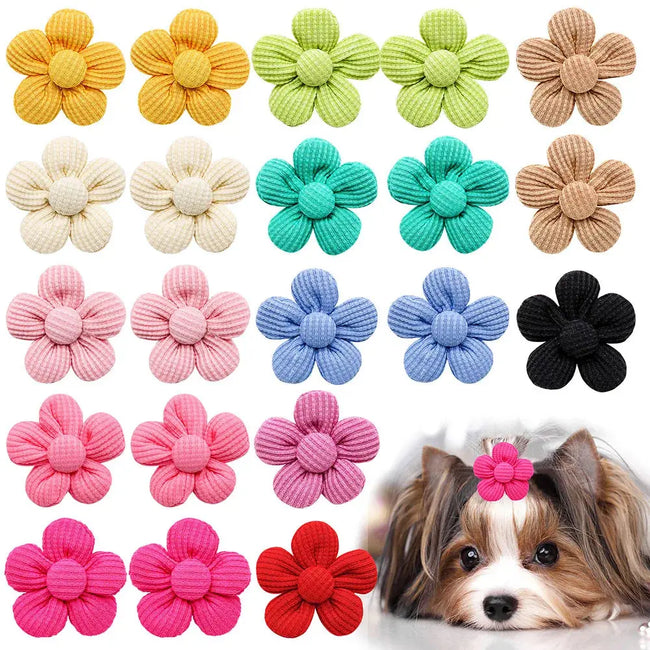 50PCS Dog Hair Bows Fashion Cute Bows For Dogs Cotton Pet Dog Hair Accessories Pet Dog Grooming Bows Dogs Accessories Hover Image