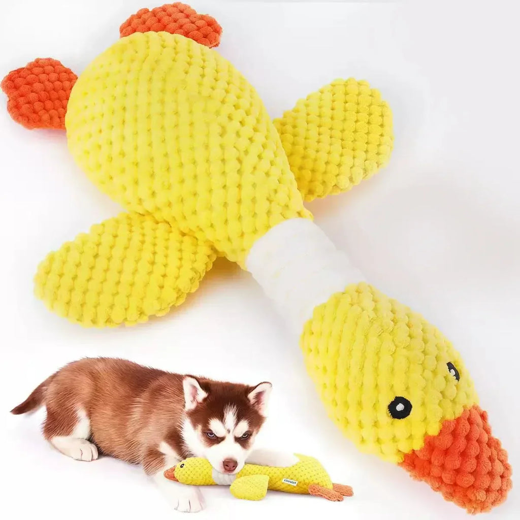 New Blue Goose Dog & Cat Toy - Double-Color Plush, Tough Bite Chew Toy with Sound