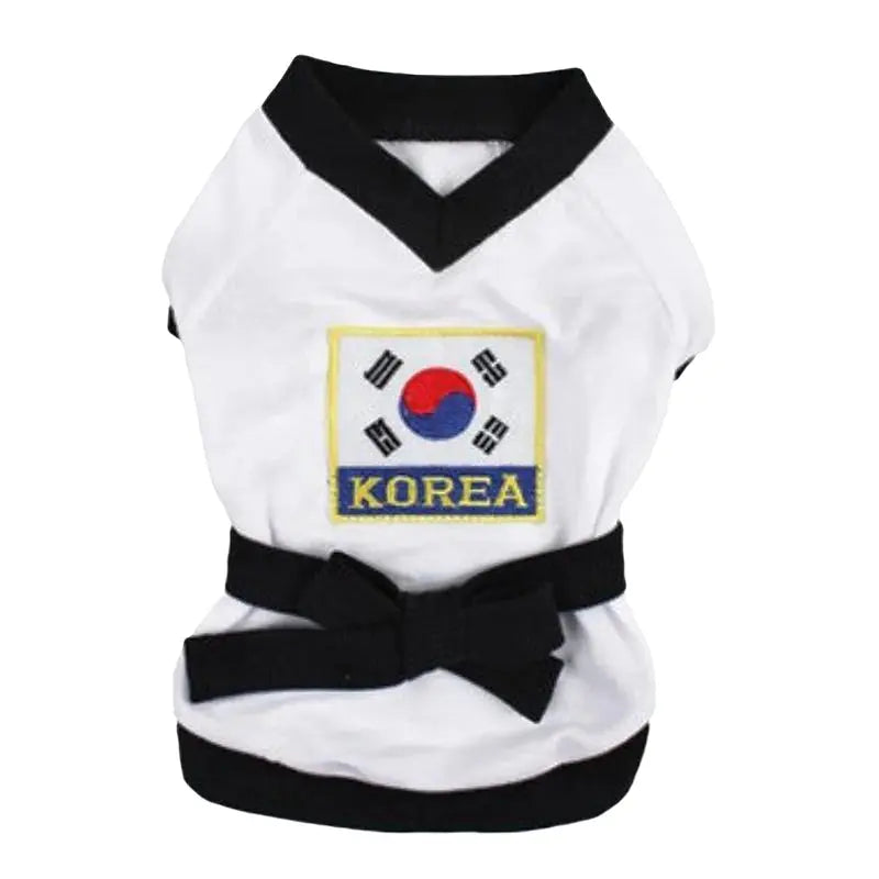 Pet Halloween Karate Costume with Belt Funny Taekwondo Uniform for Dogs and Cats
