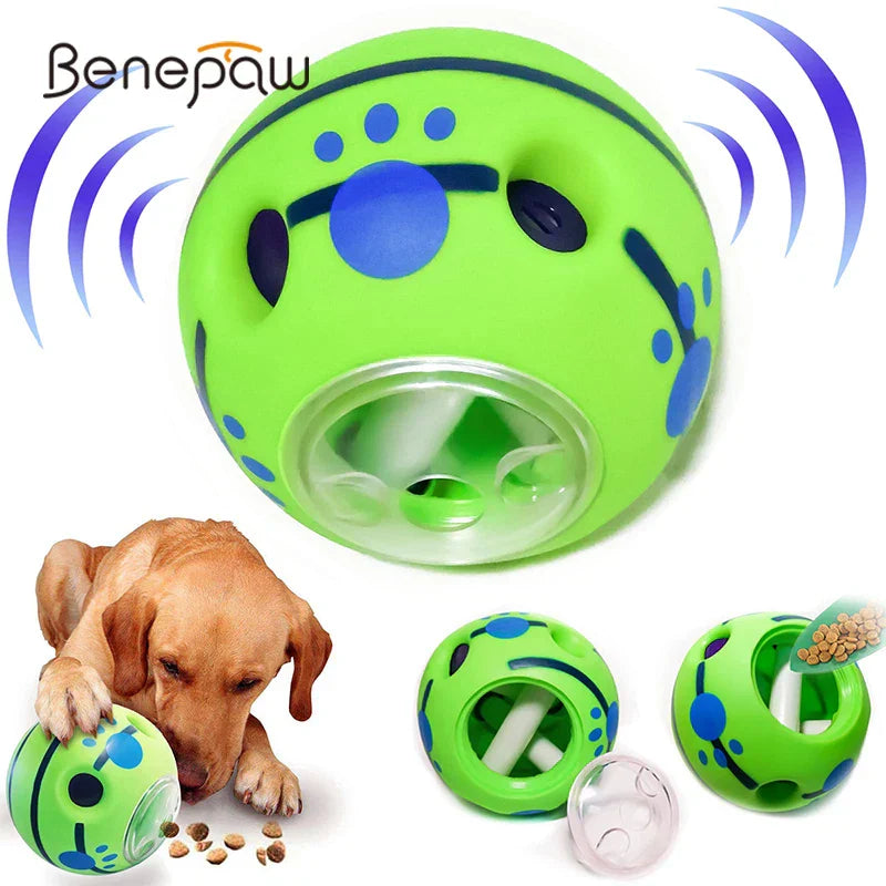 Benepaw Giggle Ball - Treat-Dispensing Puzzle Toy with Squeaky Sounds for All Dog Sizes