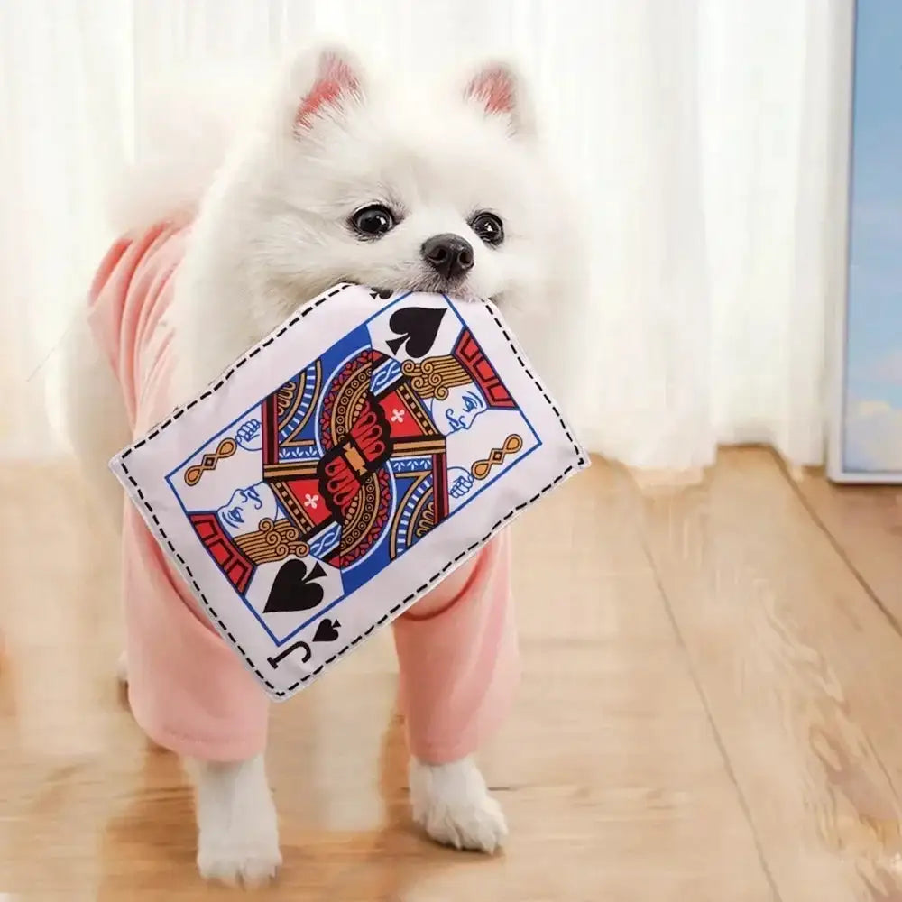 Indestructible Squeaky Card Chew Toy for Puppies - K/Q/J Tearproof Dog Toy for Corgi, Teddy & Small Breeds