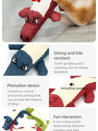 Interactive Squeaky Alligator Chew Toy – Durable Puppy Teething & Teeth Cleaning Dog Toy with Crinkle Sound, Non-Toxic (Blue/Red/Green)