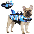 Shark Fin Dog Life Jacket - Camo Blue & Pink Safety Swim Vest