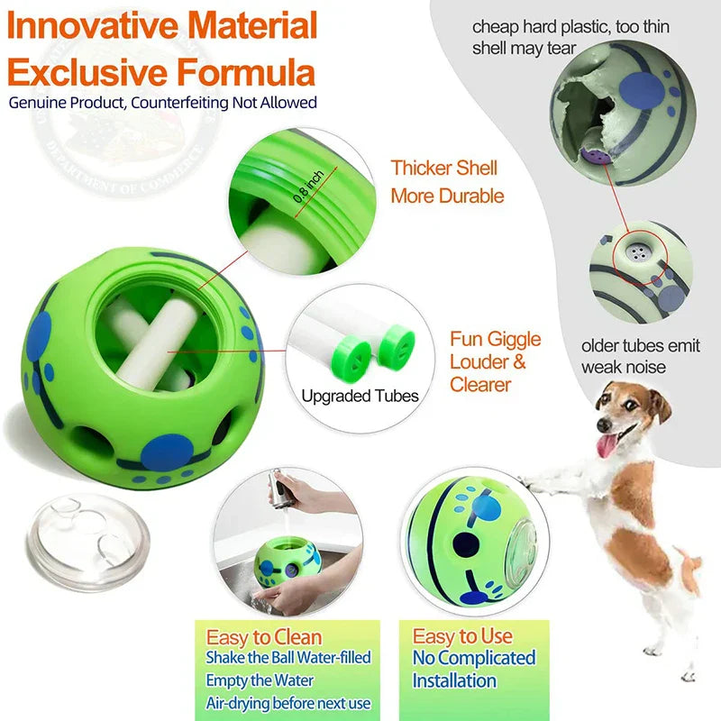Benepaw Giggle Ball - Treat-Dispensing Puzzle Toy with Squeaky Sounds for All Dog Sizes