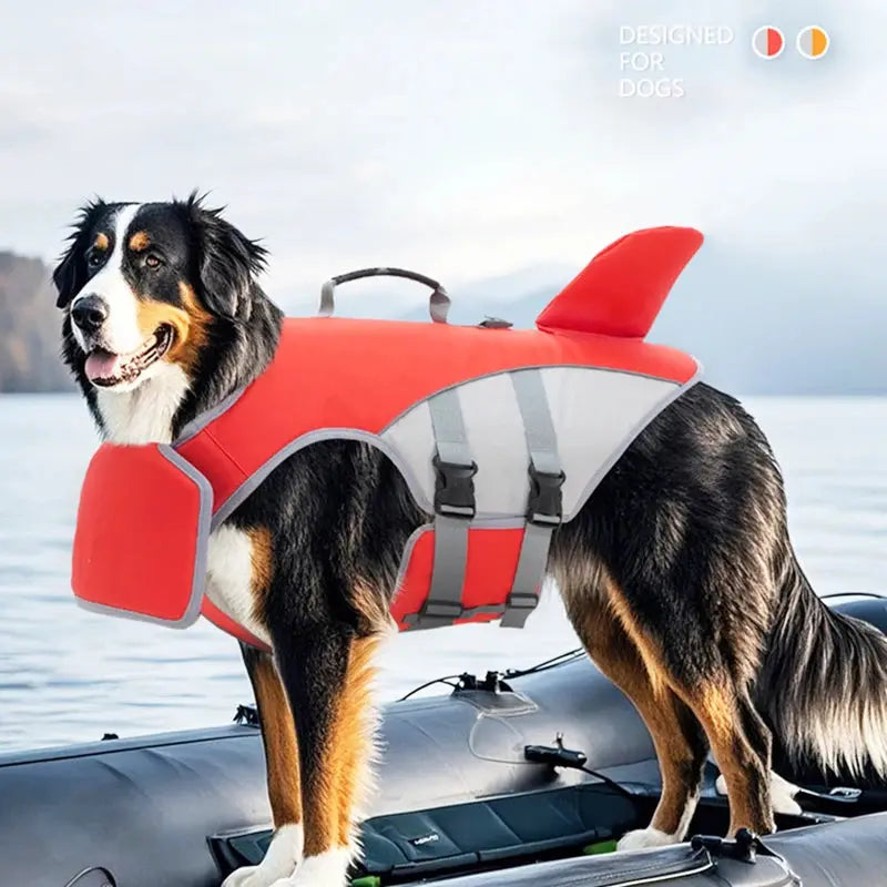 Dog Swimming Life Jacket Shark Fin Shape Safety Vest for Dog in Summer Adjustable in Pool or Surfing Drifting Dog Life Vest