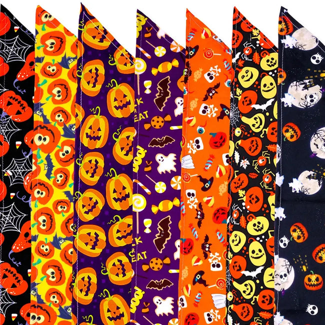 1 Pc Pet Dog Halloween Costume Scarf Dog Bandana Accessories Pumpkin Skull Bat Ghost Pattern Small Dog Cat Dog Bib Pet Supplies Main Image