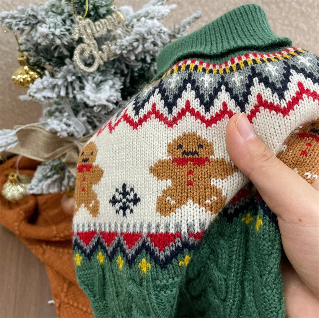 JingleBell Reindeer Sweater - Festive High-Neck Pullover for Dogs & Cats