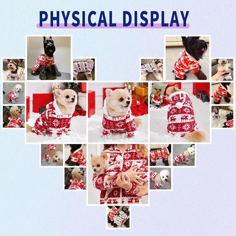 S-4XL Dog Pajamas for Small Medium Dogs Elk Printed Puppy Jumpsuit Winter Warm Pet Christmas Clothing Coral Velvet Sleepwear