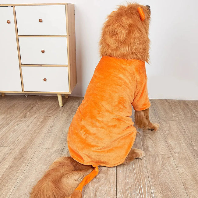 The Lion King Dog Halloween Costume Pet Lion Hoodie for Small Dogs ( Orange) Main Image