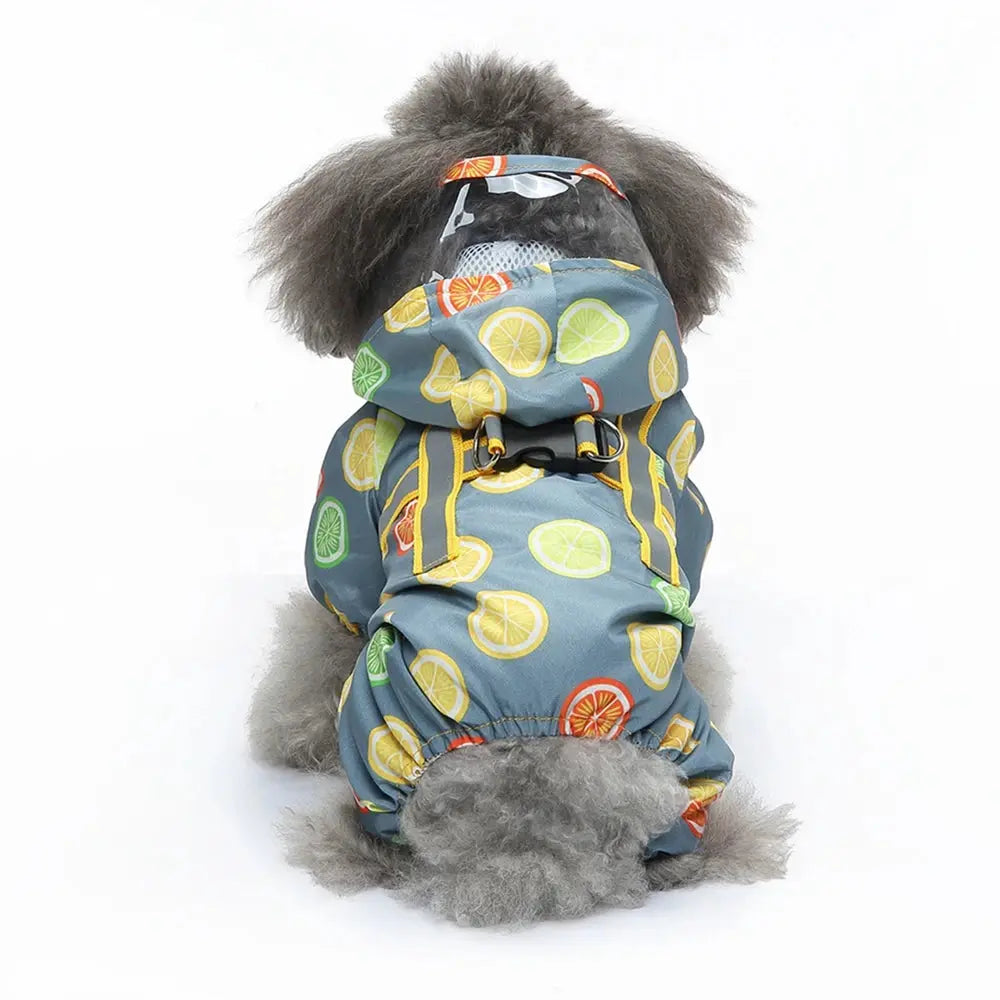 Dog Raincoat Dog Hooded Poncho 4 Legs Dog Rain Jacket with D Leash Ring Waterproof Dog Rain Clothes for Small Medium Dogs