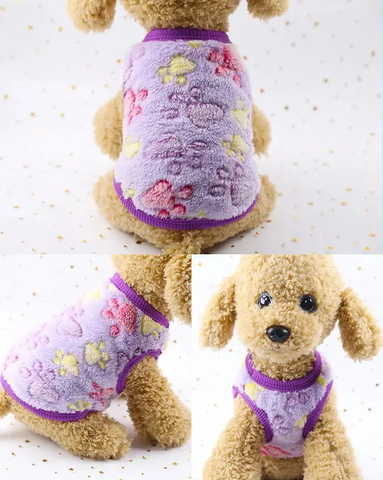 Cartoon Fleece Pet Cat Clothes Winter Warm Pet Dog Vest Puppy Cat Sweater Dog Clothes For Small Dogs Cats Coat Jacket Pet Outfit