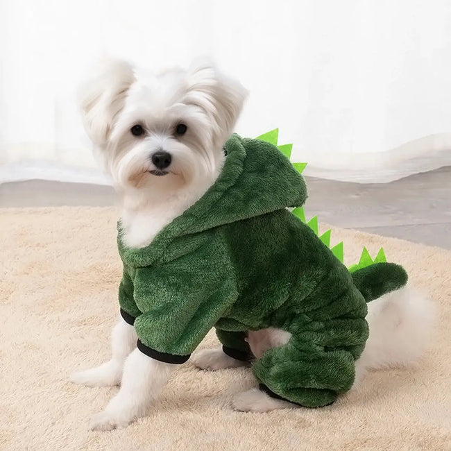 Pet Cat Dog Halloween Dog Clothes for Small Dogs Funny Dinosaur Cosplay Costume Winter Warm Cat Coat Fleece Hoodies Sweater Main Image