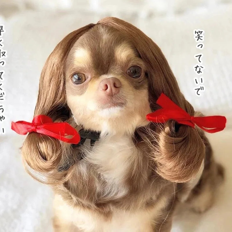 WiggleWhiskers Pet Wigs - Funny Costume Hair Hats for Dogs & Cats (Halloween & Christmas)