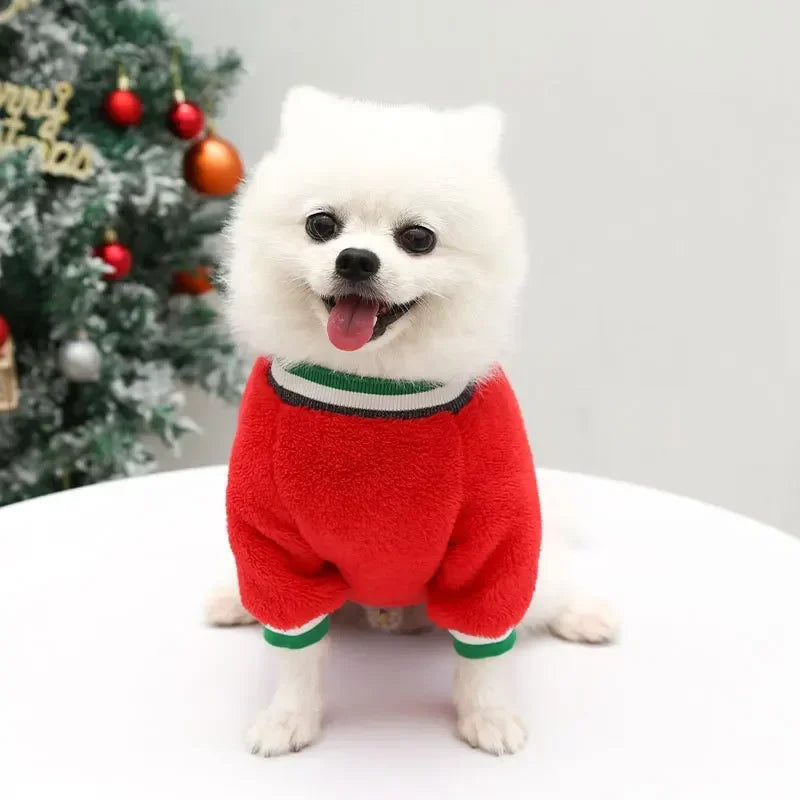 FestiveFleece Hoodie - Christmas Elk & Santa Print Dog Hoodie for Small Medium Dogs