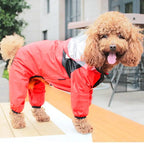 Fashionable Waterproof Dog Raincoat - Lightweight Jumpsuit with Hoodie for Small to Large Dogs