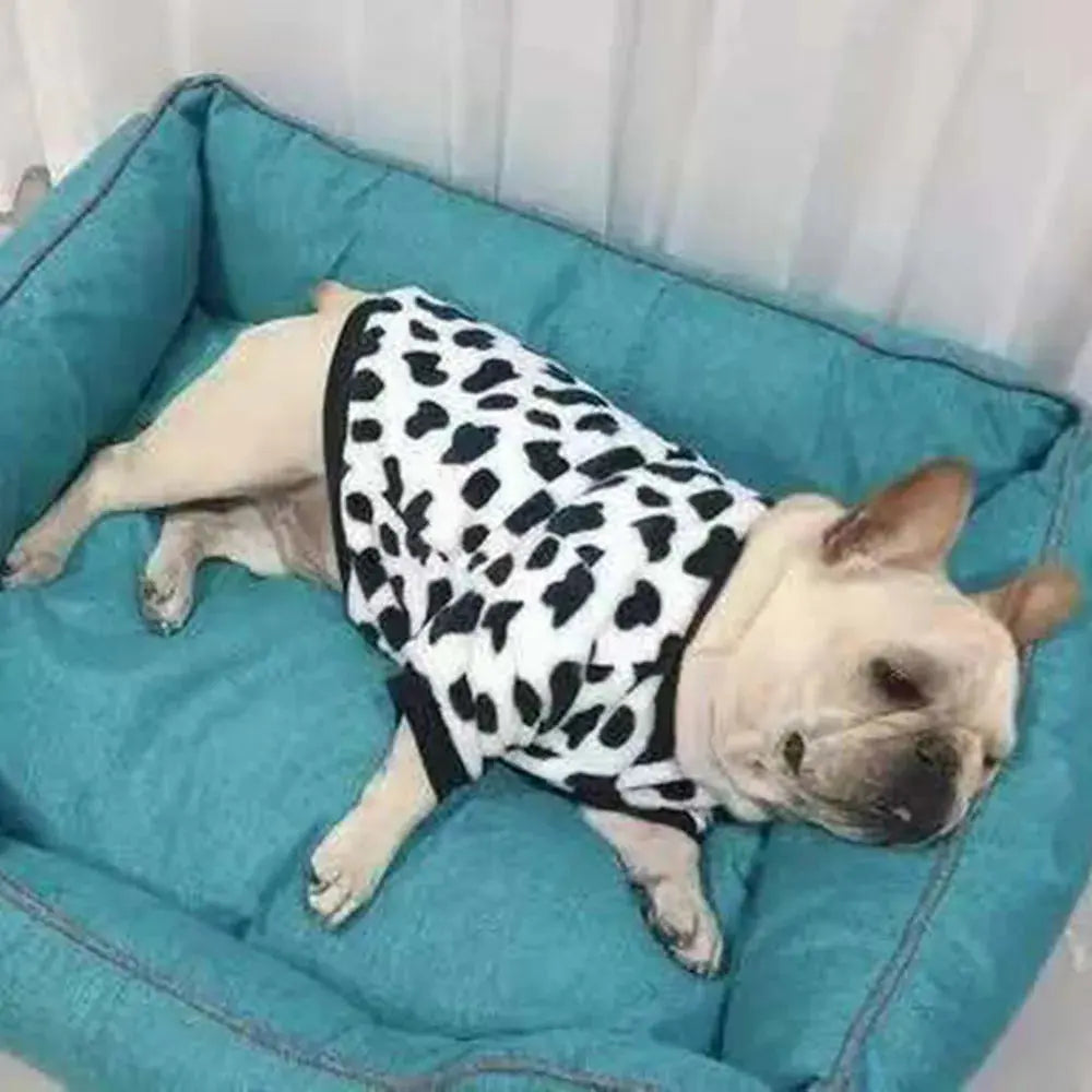 Warm Dog Clothes Cute Print Puppy Pet Clothing French Bulldog Hoodie Winter Dog Pajamas Sweater Coat for Small Medium Dogs Cats