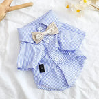 Fashion Pet Dog Clothes Bowknot Striped Shirts for Cat Dogs Cosplay Clothing Thin Summer Pet Costume Chihuahua Pet Supplies