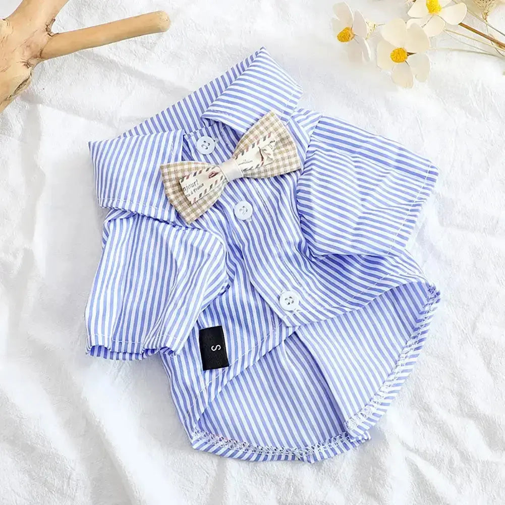 Fashion Pet Dog Clothes Bowknot Striped Shirts for Cat Dogs Cosplay Clothing Thin Summer Pet Costume Chihuahua Pet Supplies