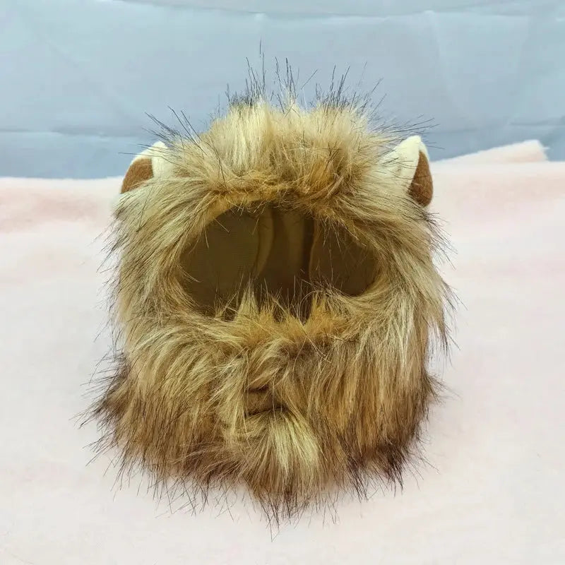 Pet Hairpiece - Humorous Lion Mane Headgear for Dogs and Cats, Adjustable Costume Accessories for Fun Dress-up and Play