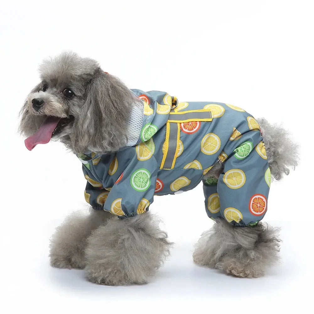 Dog Raincoat Dog Hooded Poncho 4 Legs Dog Rain Jacket with D Leash Ring Waterproof Dog Rain Clothes for Small Medium Dogs