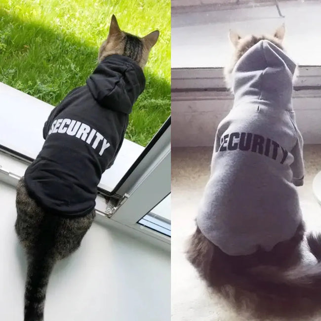 Security Cat Clothes Pet Cat Coats Jacket Hoodies For Cats Outfit Warm Pet Clothing Rabbit Animals Pet Costume For Small Dogs Hover Image