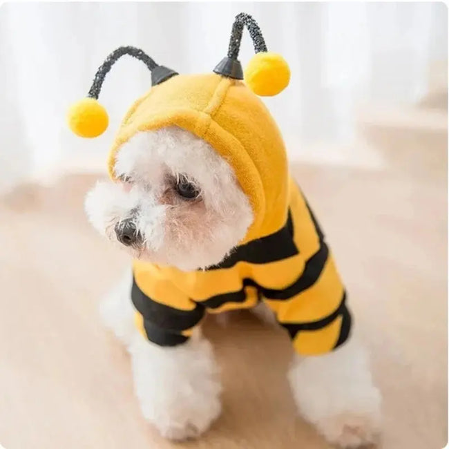 Pet Halloween Costume Honey Bee Role Play Hoodie with Buckle or Not Dogs Cats Party Cosplay Funny Outfit Clothes Dog Hoodies Hover Image