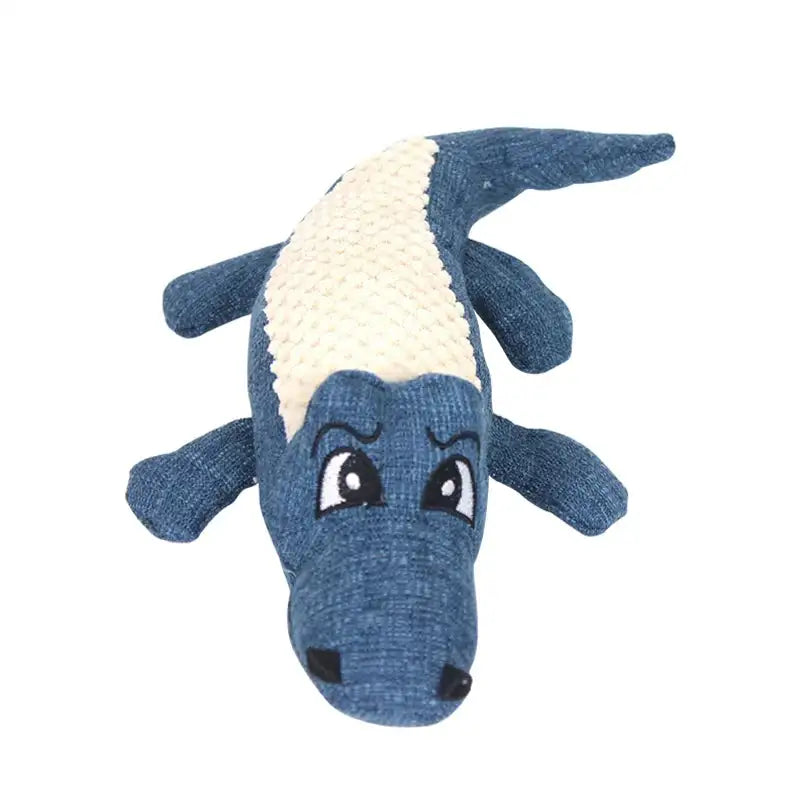 Interactive Squeaky Alligator Chew Toy – Durable Puppy Teething & Teeth Cleaning Dog Toy with Crinkle Sound, Non-Toxic (Blue/Red/Green)