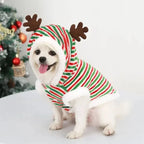 FestiveFleece Hoodie - Christmas Elk & Santa Print Dog Hoodie for Small Medium Dogs