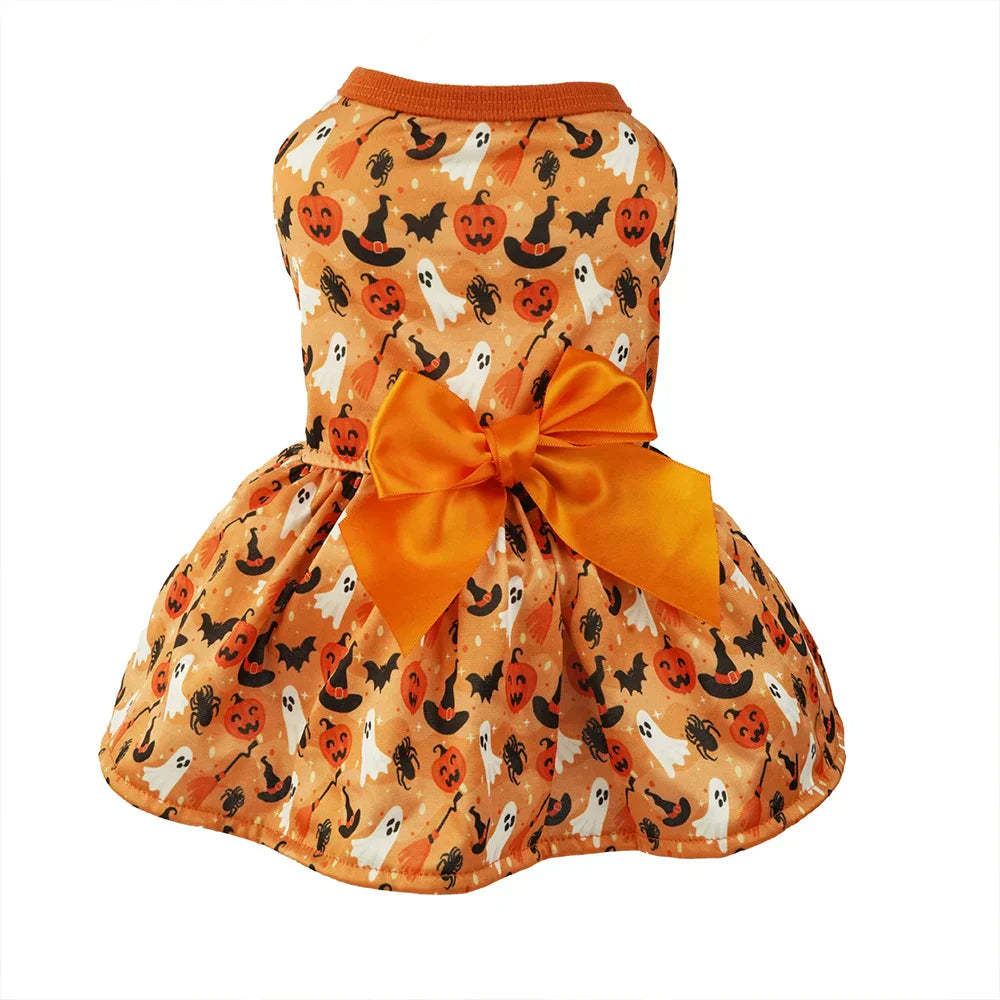 SpookyPumpkin 2-in-1 Pet Costume - Bat Wing Dress with Matching Hat for Halloween & Cosplay (S-XL)