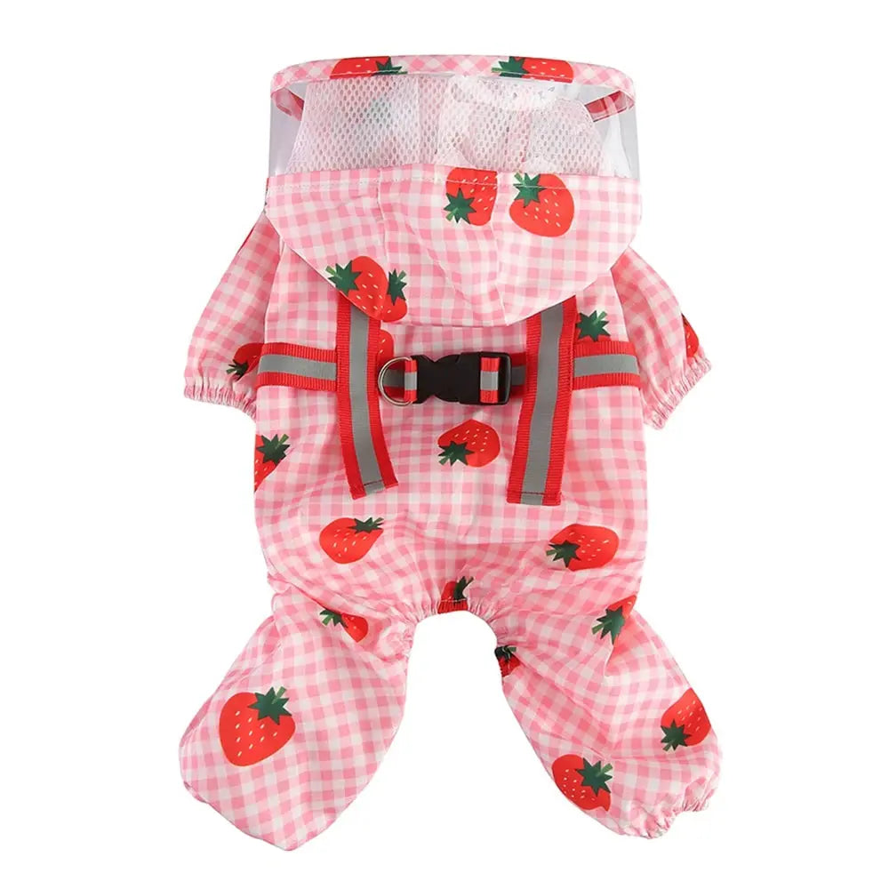 Dog Raincoat Dog Hooded Poncho 4 Legs Dog Rain Jacket with D Leash Ring Waterproof Dog Rain Clothes for Small Medium Dogs