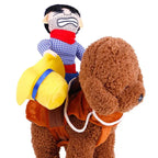 Dog Halloween Costume Cowboy Rider Costume for Small Medium Dogs Cats Funny Dog Clothes Party Suits for Holiday Christmas