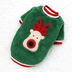 FestiveFleece Hoodie - Christmas Elk & Santa Print Dog Hoodie for Small Medium Dogs