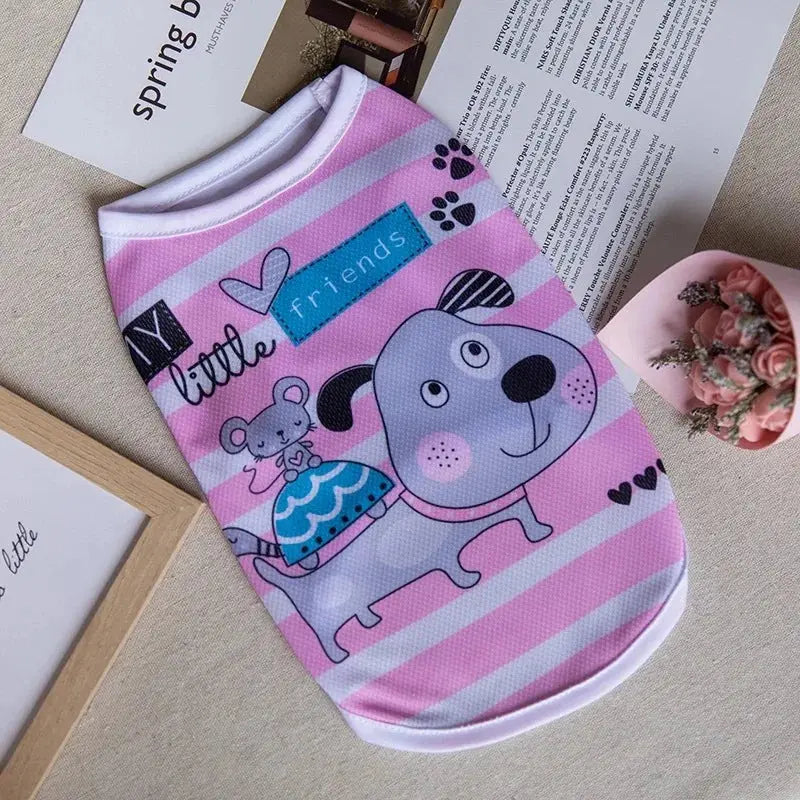 1 PC Lightweight Summer Vest for Pets Chihauhua XS-XXL Big Dogs Clothing Ice Felt Overall Cartoon No Fading Pet Cat Overalls