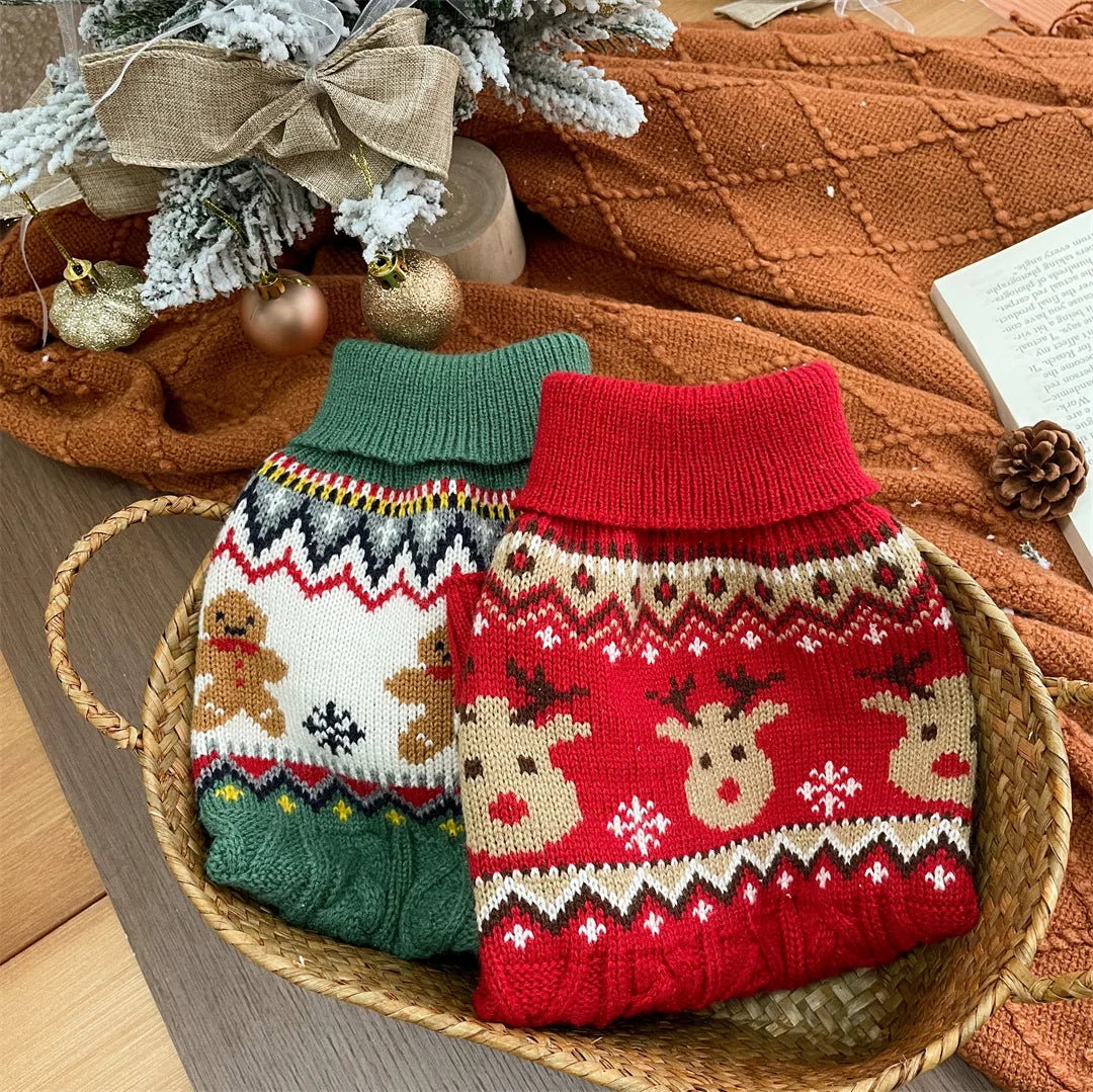 JingleBell Reindeer Sweater - Festive High-Neck Pullover for Dogs & Cats