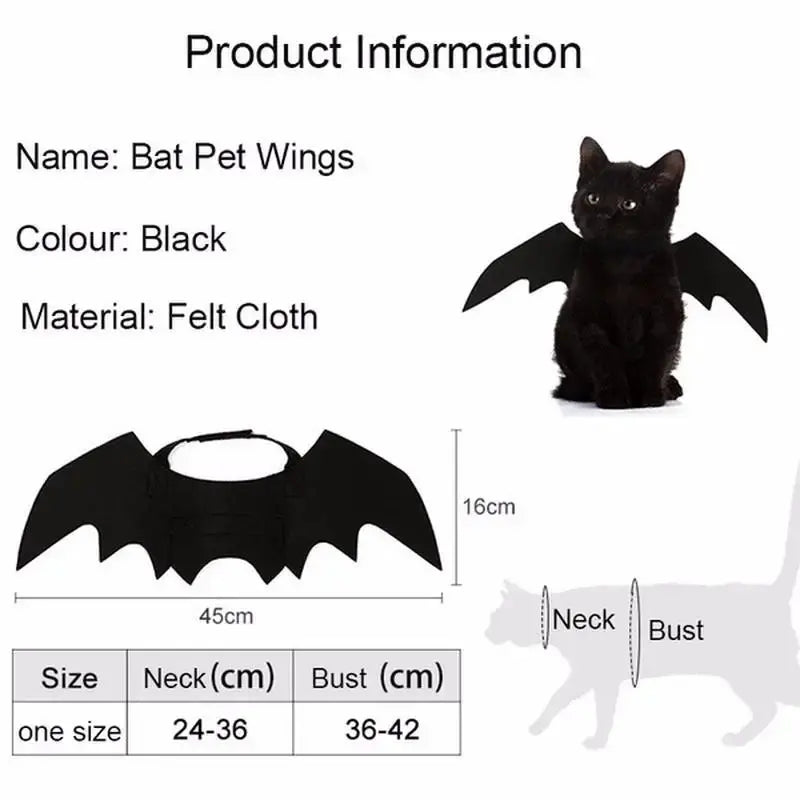 Pet Halloween Cosplay Costume for Dogs Cats Puppy Kittens Black Bat Wings
