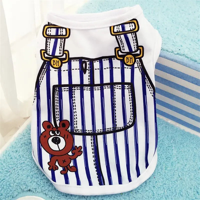 Casual Cartoon Dog T-Shirt – Soft Summer Vest for Small Puppies