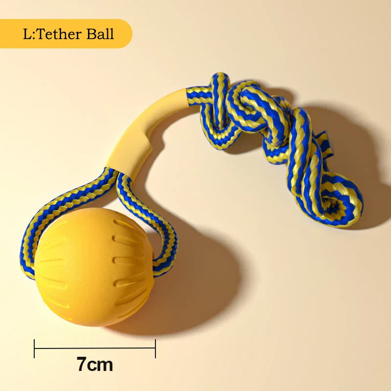 IndestructiChew 4-in-1 Dog Toy Bundle - EVA Chew-Proof Ball, Disc, Tug Rope & Dental Ring for Puppy & Adult Dogs