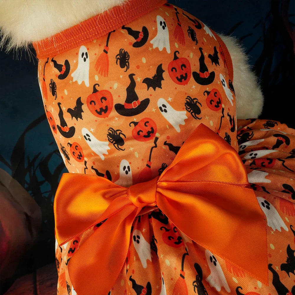 SpookyPumpkin 2-in-1 Pet Costume - Bat Wing Dress with Matching Hat for Halloween & Cosplay (S-XL)