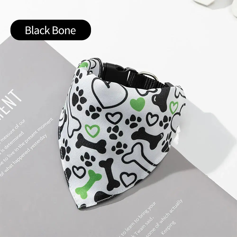 Adjustable Pet Puppy Cat Scarf Bandana Collar Neck Scarf For Small Dogs Kitten Saliva Towel PU Collar with Triangular Bandage