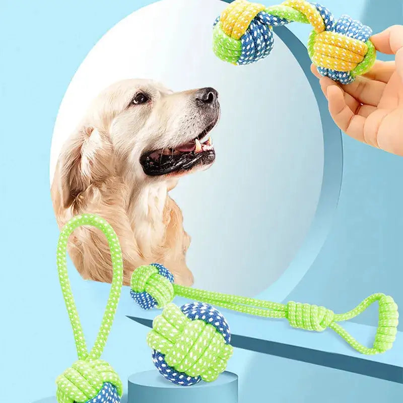 Durable Cotton Rope Dog Toys - Interactive Chew Toys for Puppies & Dogs, Dental Care, Non-Toxic