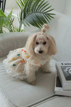 Pet Light Yellow Heart-shaped Little Fly Sleeve Dress Cat and Dog Four Season Vest Puppy Clothes Dog Dresses for Small Dogs