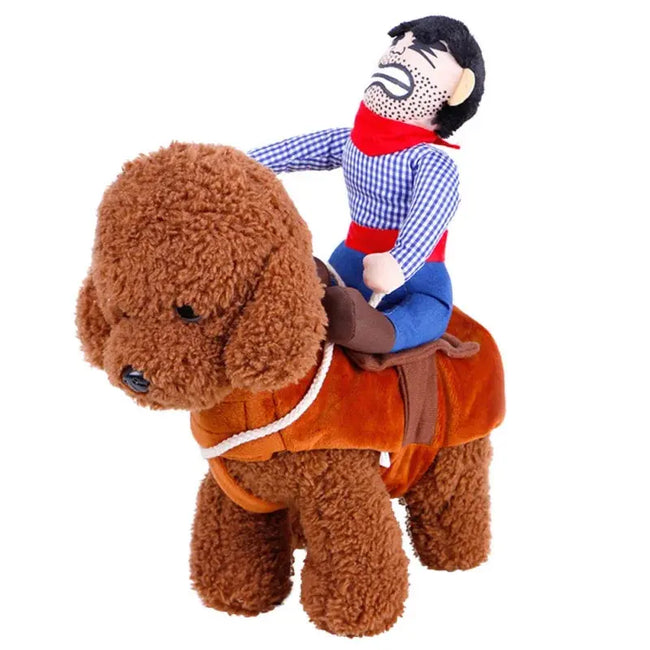 Dog Halloween Costume Cowboy Rider Costume for Small Medium Dogs Cats Funny Dog Clothes Party Suits for Holiday Christmas Main Image