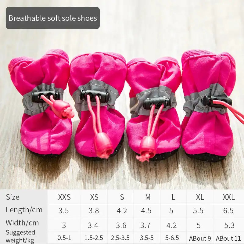 4pcs Waterproof Pet Dog Shoes - Anti-Slip Rain Boots for Small Dogs and Cats - Durable Footwear for All Weather