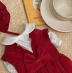 PrincessPaws Bow Dress Set - Corduroy Christmas Princess Costume for Teddy & Small Dogs