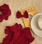 PrincessPaws Bow Dress Set - Corduroy Christmas Princess Costume for Teddy & Small Dogs