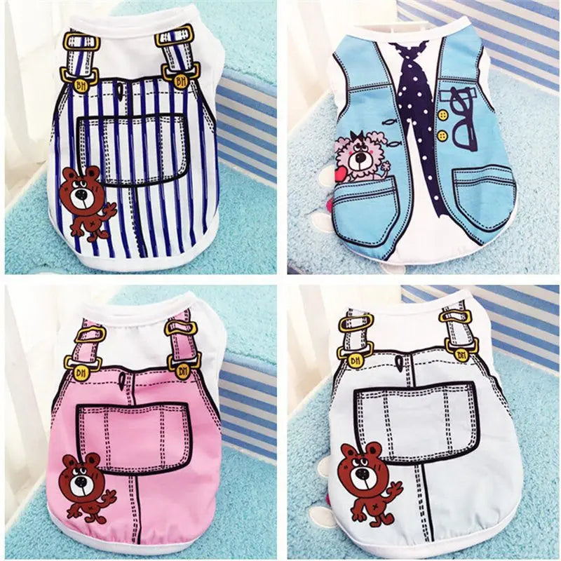Casual Cartoon Dog T-Shirt – Soft Summer Vest for Small Puppies