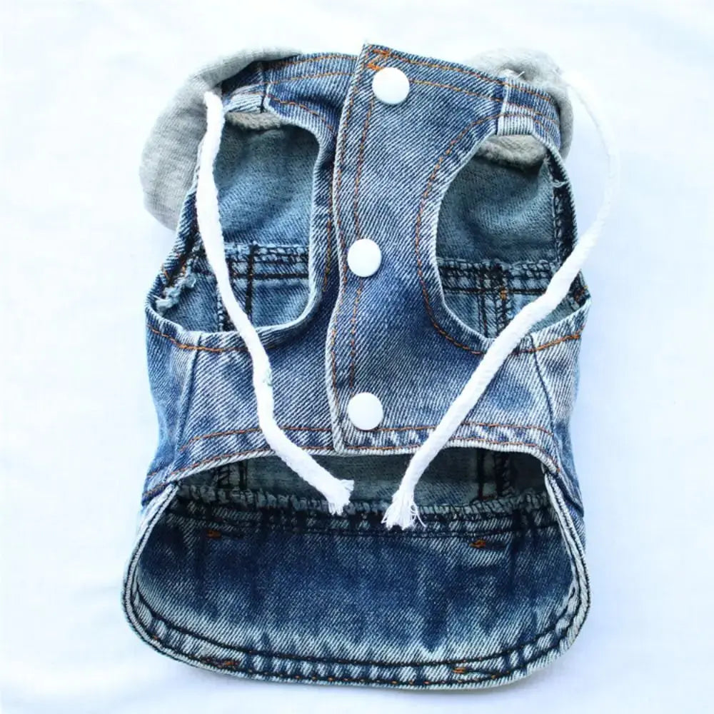 Denim Dog Jean Jacket Vest with D-Ring Cool Spring Dog Hoodies Breathable Lightweight Puppy Harness Coat For Small Medium Dogs