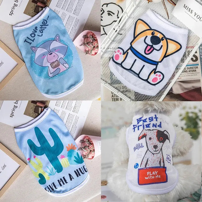 1 PC Lightweight Summer Vest for Pets Chihauhua XS-XXL Big Dogs Clothing Ice Felt Overall Cartoon No Fading Pet Cat Overalls Hover Image