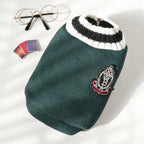 CampusPaws V-Neck Sweater - Preppy Knit Pullover for Small Dogs & Cats