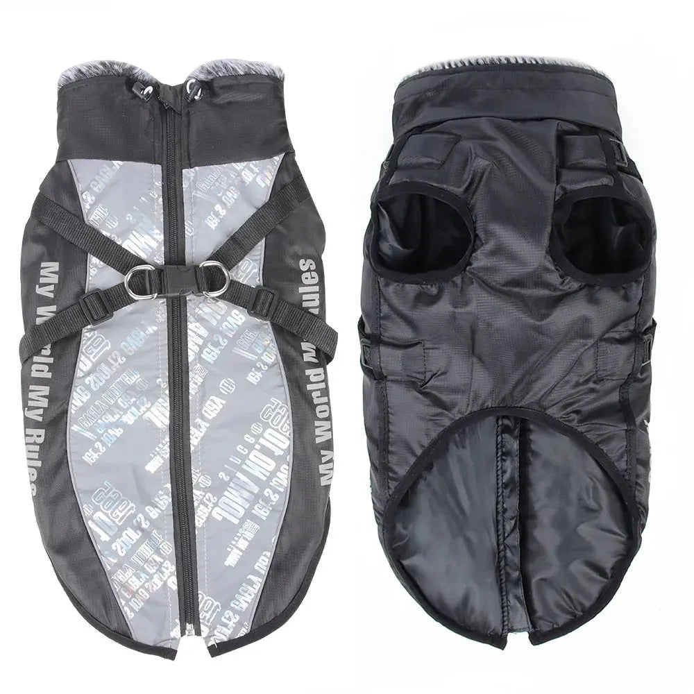 Thickened Big Dog Coat Jacket with Fur Collar Winter Warm Pet Clothes for Medium Large Dogs Greyhound Doberman mascotas Outfits